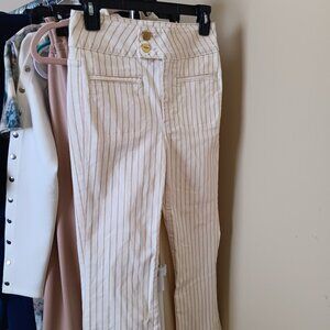 NWOT Frame Le Hardy Crop Flare Tan and White Stripe Sz 27